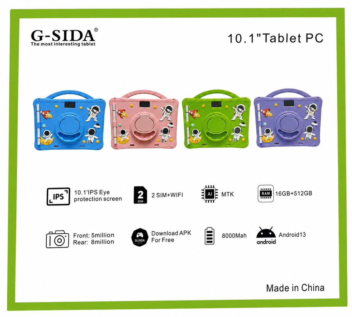 Tablette KIDS 10,1- 5G - WIFI- Couleur Bleu